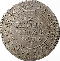 фото для Монета 1/12 талера 1692 Йохан Георг IV Саксония-Альбертин Аверс