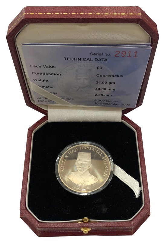 Монета 3 доллара 2003 Встреча министров финансов Бруней