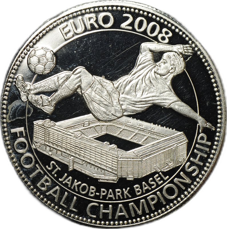 Монета 100 лир 2003 Чемпионат Европы по футболу 2008 года - Санкт-Якоб-парк Мальтийский орден