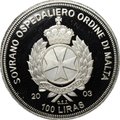 Монета 100 лир 2003 Чемпионат Европы по футболу 2008 года - Санкт-Якоб-парк Мальтийский орден