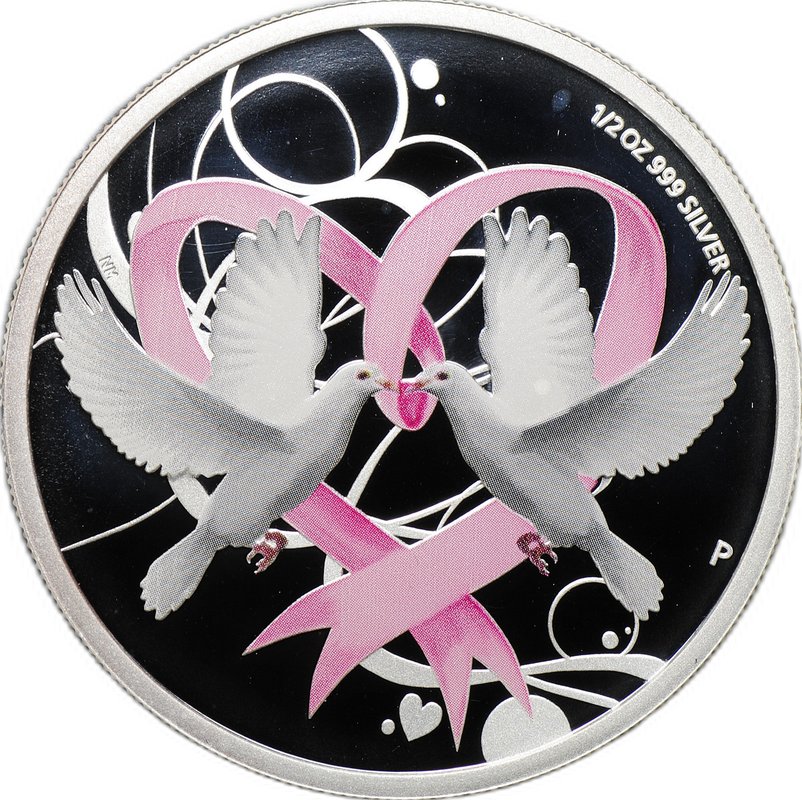 Монета 50 центов 2011 Любовь навсегда голуби Острова Кука