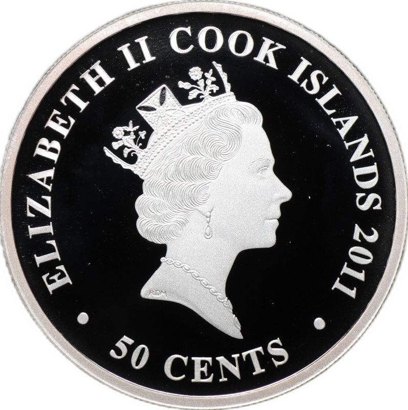 Монета 50 центов 2011 Любовь навсегда голуби Острова Кука