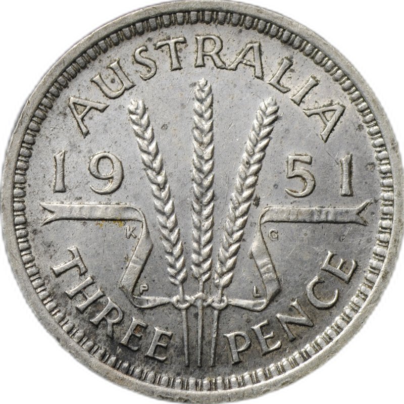 Монета 3 пенса 1951 PL - Лондон Австралия