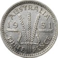 Монета 3 пенса 1951 PL - Лондон Австралия