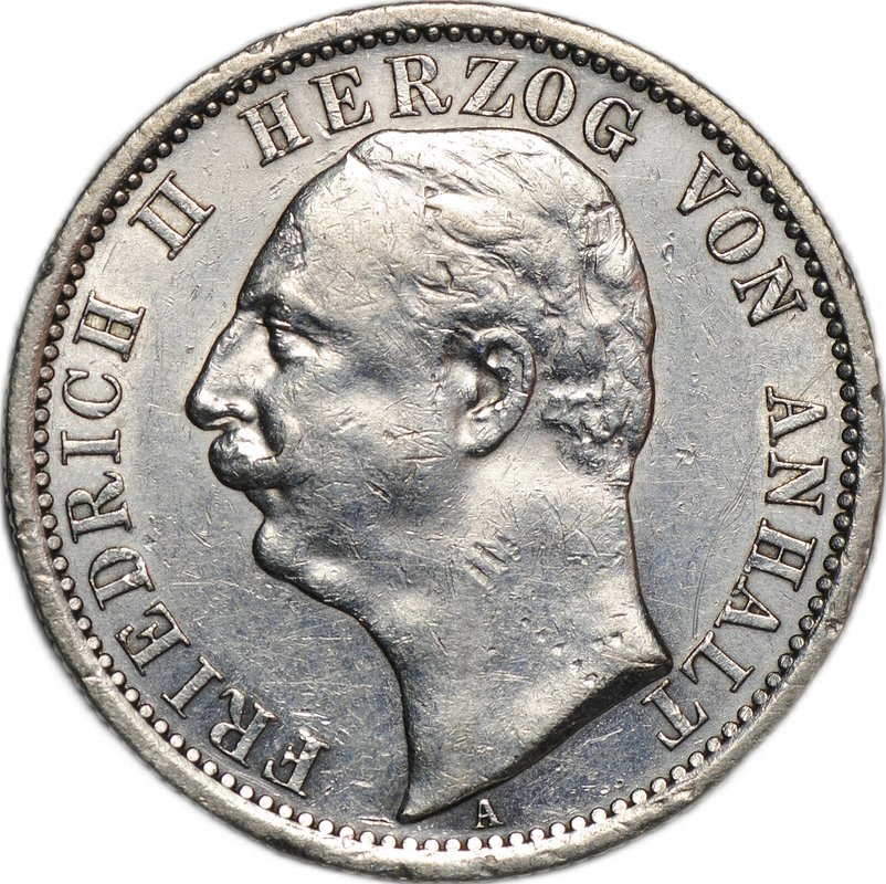 Монета 2 марки 1904 Анхальт (Ангальт) Германская империя