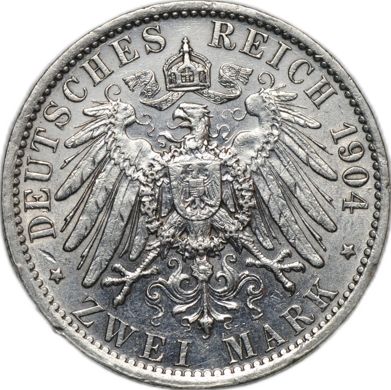Монета 2 марки 1904 Анхальт (Ангальт) Германская империя