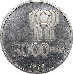 фото для Монета 3000 песо 1978 Чемпионат мира по футболу, Аргентина 1978 Аргентина Аверс