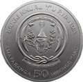 Монета 50 франков 2017 Гиппопотам Руанда