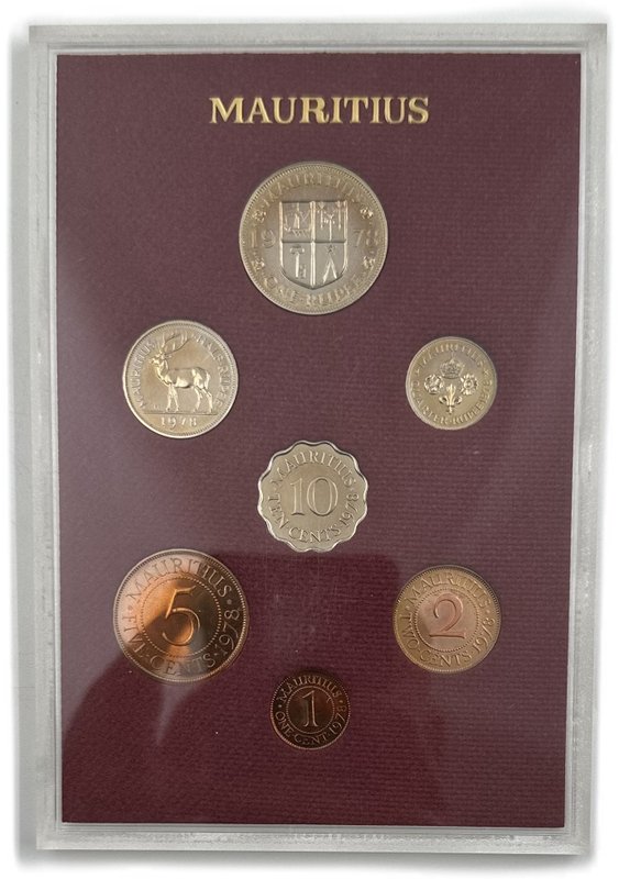 Годовой набор 1, 2, 5, 10 центов 1/4, 1/2, 1 рупия 1978 Маврикий 6 монет