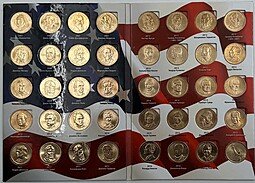 фото для Набор 1 доллар 2007-2016 Президенты США 40 монет в альбоме Аверс