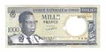 Банкнота 1000 франков 1964 гашение Конго