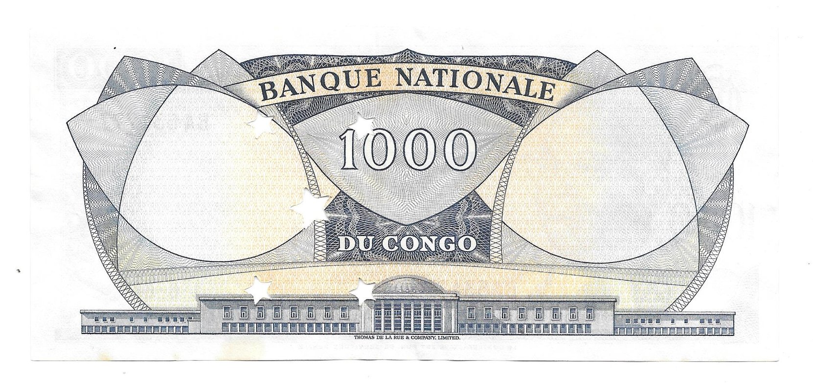Банкнота 1000 франков 1964 гашение Конго