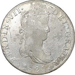 фото для Монета 8 реалов 1821 Mo Мексика Аверс