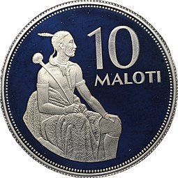 фото для Монета 10 малоти 1979 Памятник Королю Мошвешве I PROOF Лесото Аверс