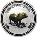 Монета 1 доллар 2007 Год свиньи позолота Лунар Австралия
