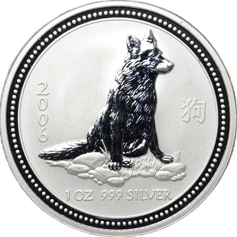 Монета 1 доллар 2006 Год собаки Лунар Австралия