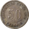 Монета 50 пфеннигов 1876 E - Дрезден Германия