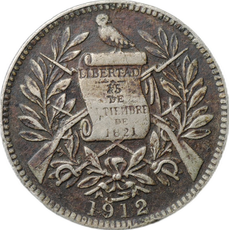 Монета 1 реал 1912 Гватемала