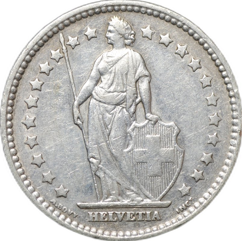 Монета 1 франк 1914 Швейцария