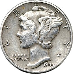 фото для Монета 1 дайм (10 центов) 1944 США Аверс