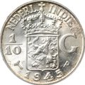 Монета 1/10 гульдена 1945 P Нидерланды Голландская Ост-Индия