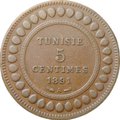 Монета 5 сантимов 1891 (AH 1308) Тунис