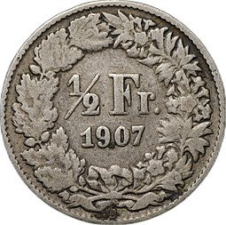 фото для Монета 1/2 франка 1907 Швейцария Аверс