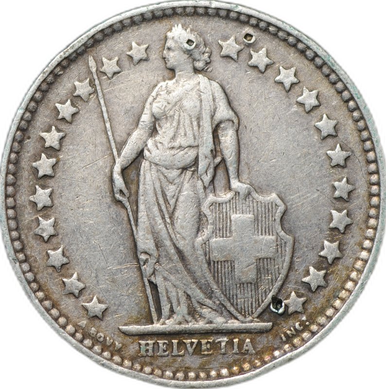 Монета 1/2 франка 1921 Швейцария