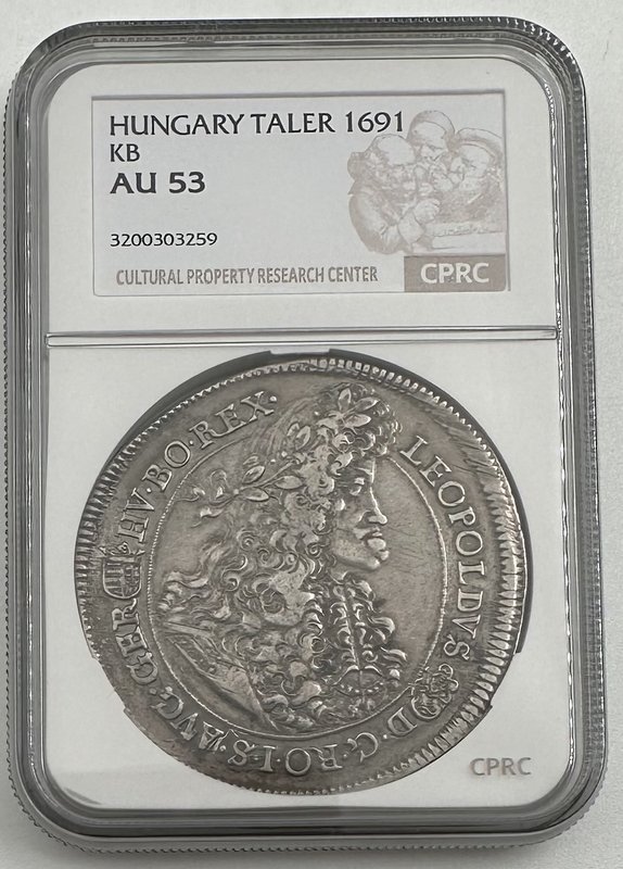 Монета 1 талер 1691 Венгрия слаб CPRC AU 53