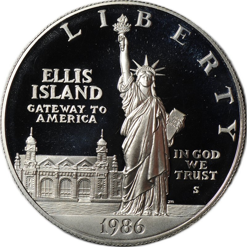 Монета 1 доллар 1986 S 100 лет статуе Свободы Остров Эллис PROOF США