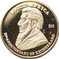 Монета 10 долларов 2005 25 лет Крюгерранду ЮАР Либерия