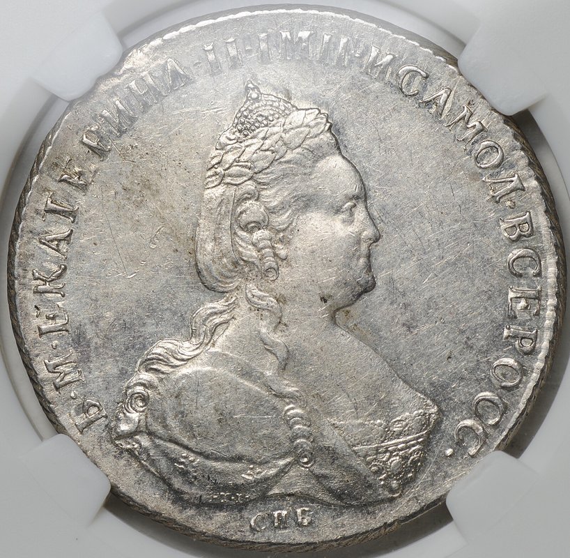 Монета 1 Рубль 1786 СПБ TI ЯА слаб NGS MS 61