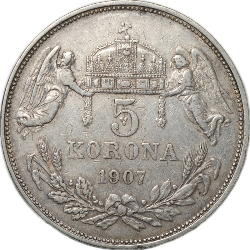 Монета 5 крон 1907 Австро-Венгрия