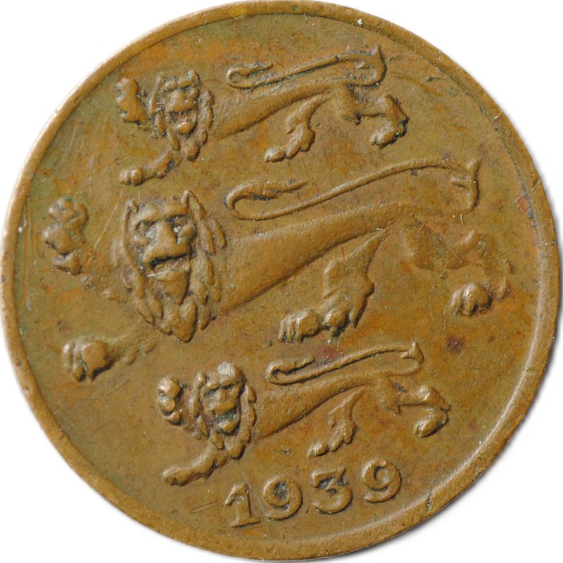 Монета 1 цент (сент) 1939 Эстония