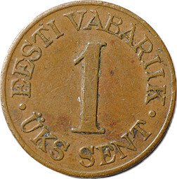 фото для Монета 1 цент (сент) 1939 Эстония Аверс