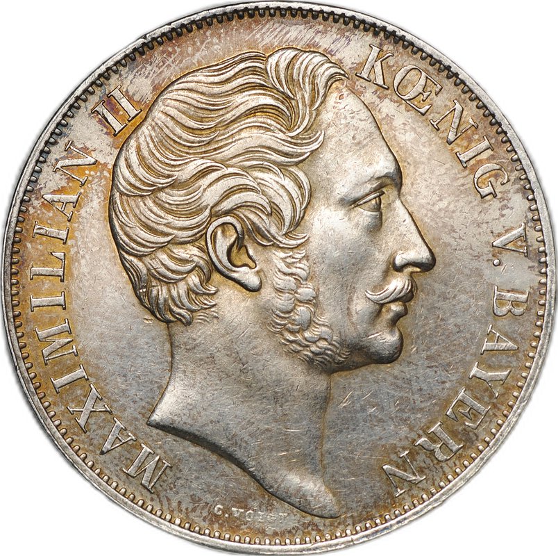 Монета 2 гульдена 1855 Восстановление колонны Мадонны Бавария
