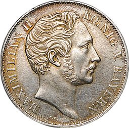 фото для Монета 2 гульдена 1855 Восстановление колонны Мадонны Бавария Аверс