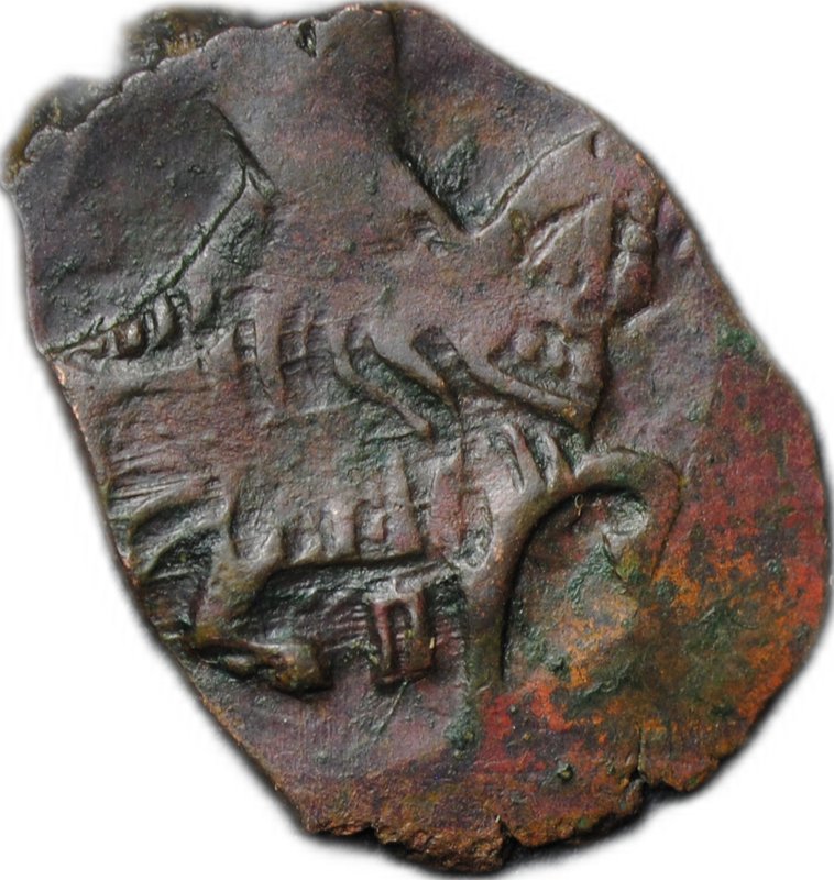 Монета Копейка медная 1655-1663 П Алексей Михайлович Псков Медный бунт