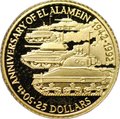 Монета 25 долларов 1992 50 лет битве при Эль-Аламейне Вторая мировая война Белиз