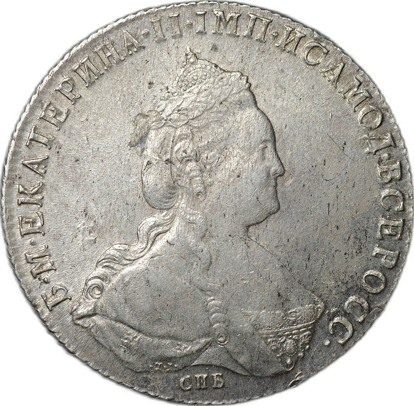 Монета 1 Рубль 1786 СПБ TI ЯА слаб ННР MS 61