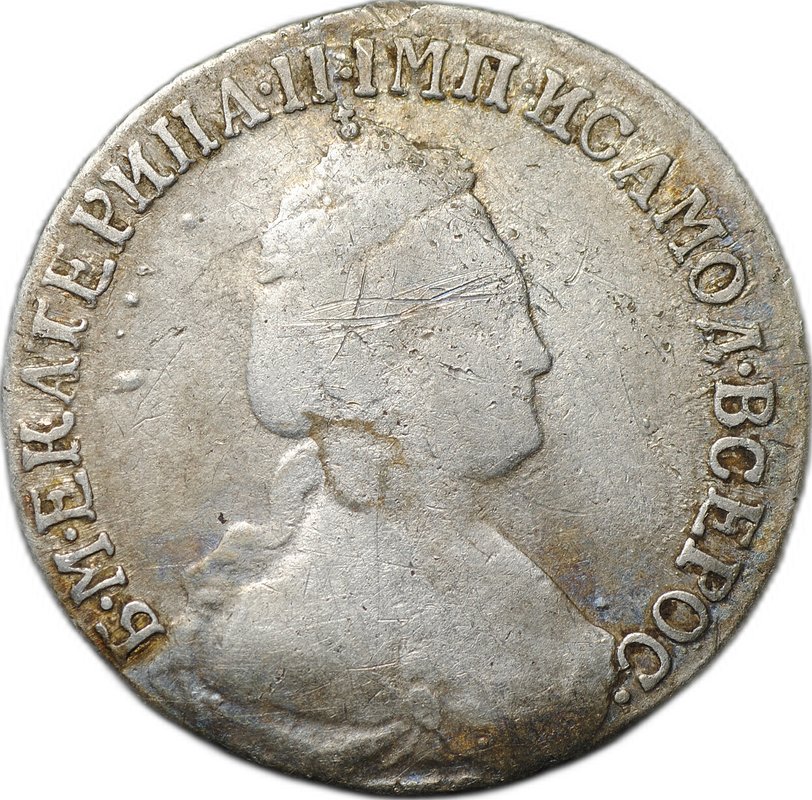 Монета 15 копеек 1785 СПБ слаб CPRC VF Det.