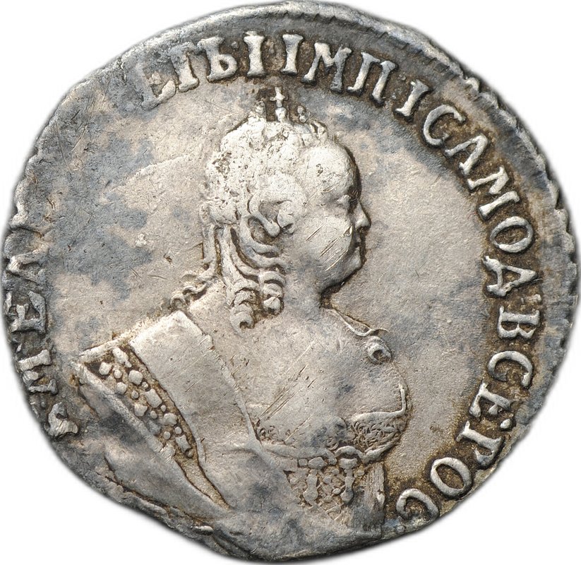 Монета Гривенник 1748 слаб CPRC XF Det.