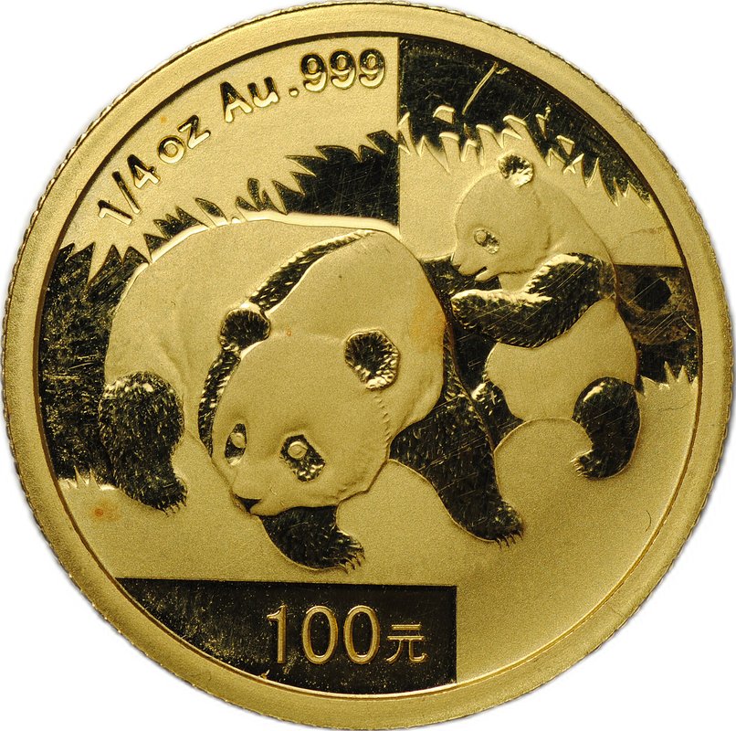 Монета 100 юаней 2008 Панда Китай