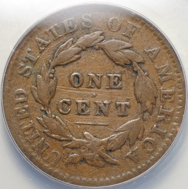 Монета 1 цент 1834 США