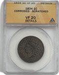 Монета 1 цент 1834 США