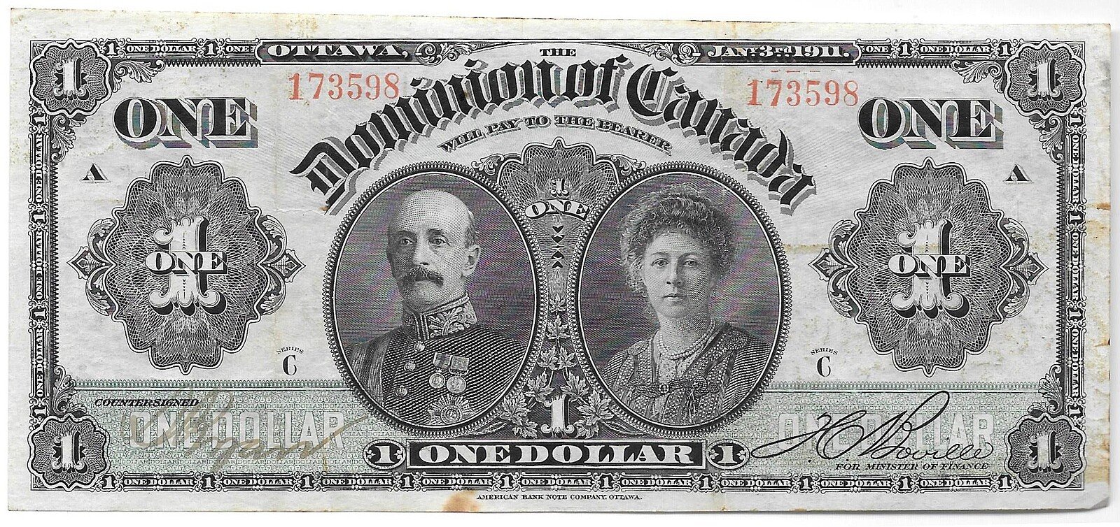 Банкнота 1 доллар 1911 Канада