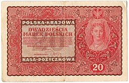фото для Банкнота 20 марок 1919 Польша Аверс