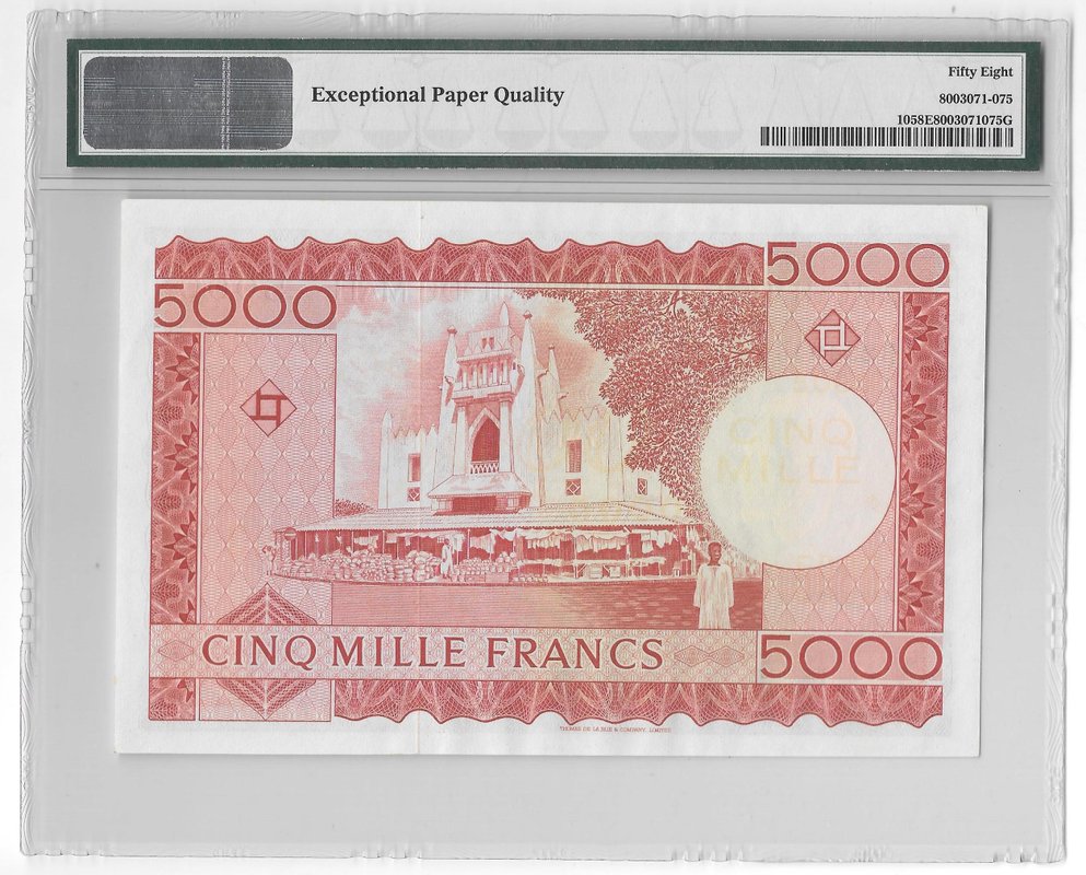 Банкнота 5000 франков 1960 Мали слаб PMG 58