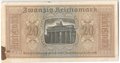 Банкнота 20 рейхсмарок (марок) 1939-1945 для оккупированных территорий Германия Третий Рейх