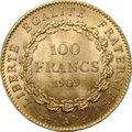 Монета 100 франков 1909 Франция
